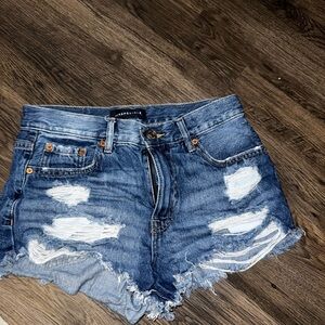 Blue Distressed Denim Shorts